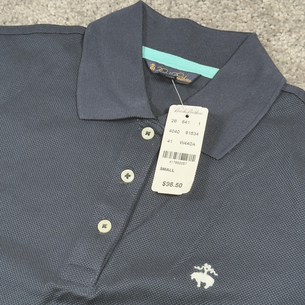 Brooks Brothers Women Polo Shirt Navy Blue Size Small Stretch Short Sleeve